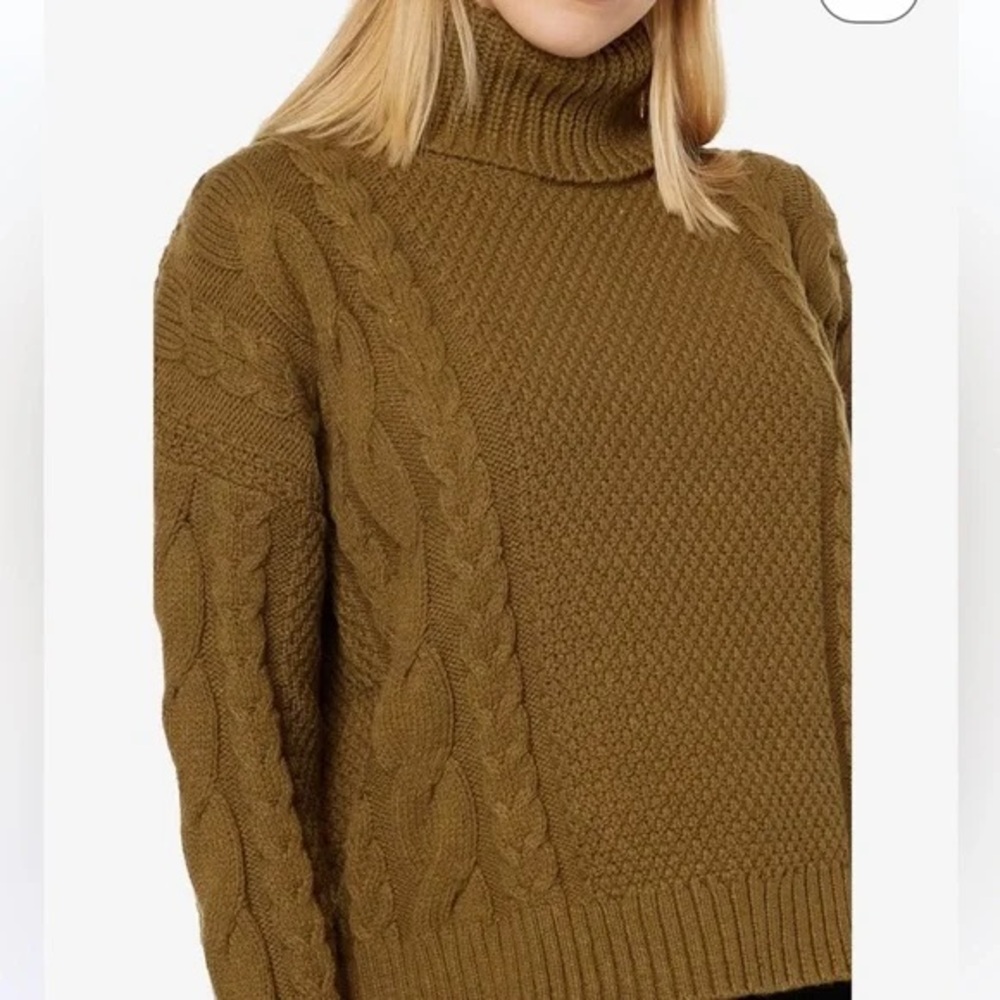 Madewell Cable Turtleneck Sweater green size large - Picture 2 of 4